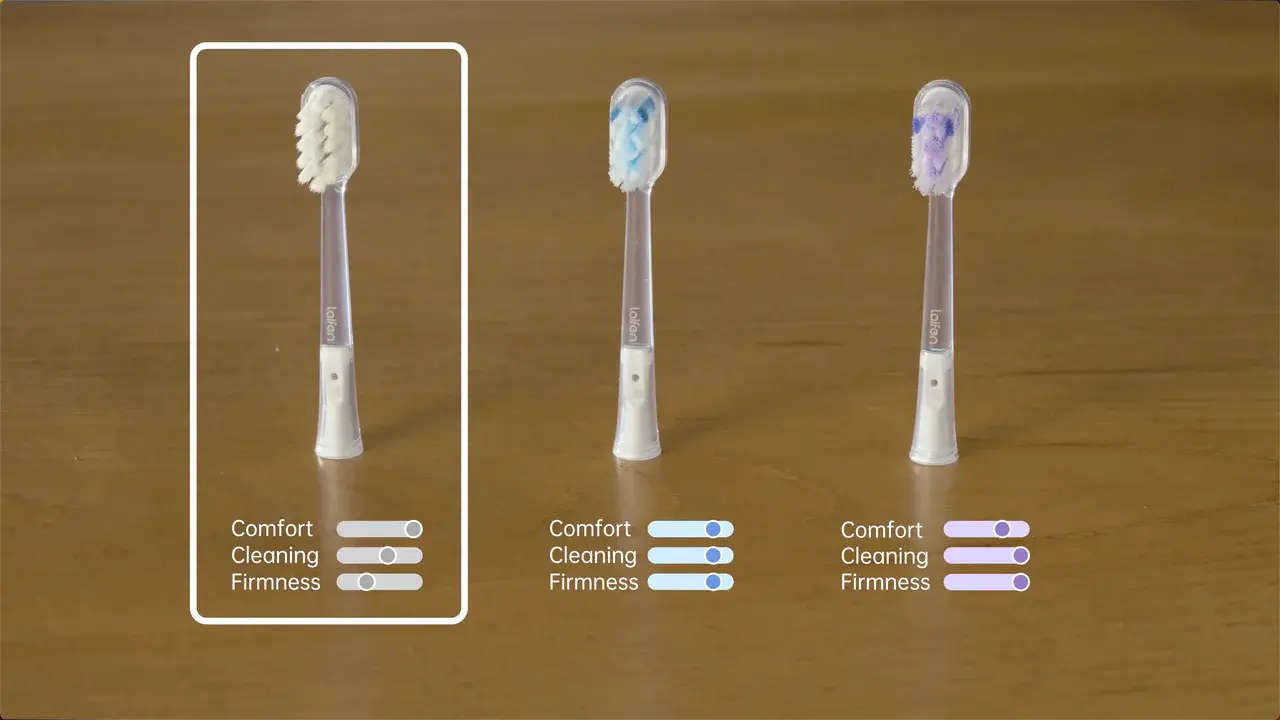 Darstellung verschiedener Elektrozahnbürstenköpfe Laifen Wave