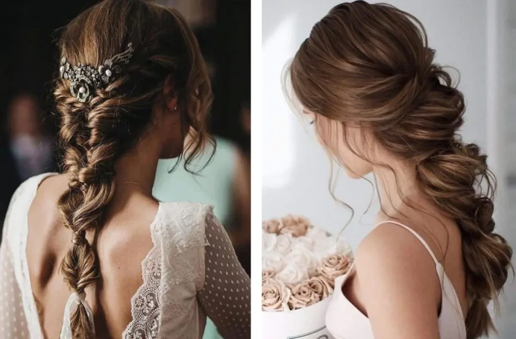 Coiffures de mariage romantiques : Boucles lâchées, demi-queues, tresses romantiques