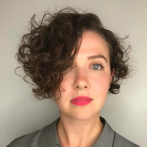 Asymmetrical curly bob