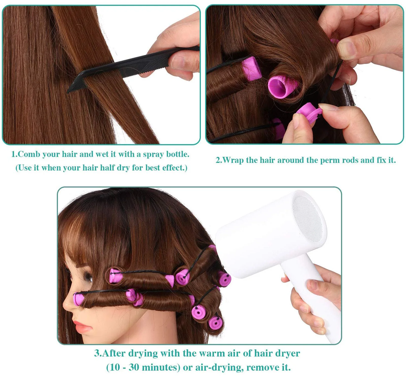 Apply plastic rollers to straighten your hair