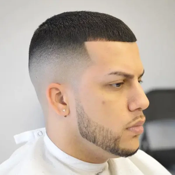 Short Caesar cut with skin fade