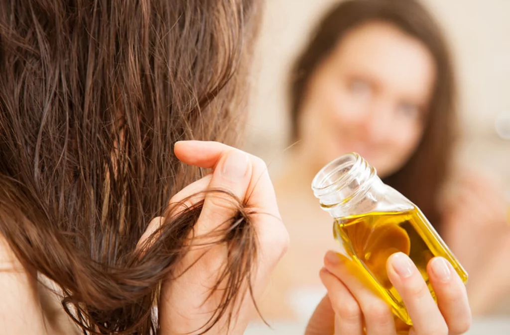 Massage olive oil into your scalp