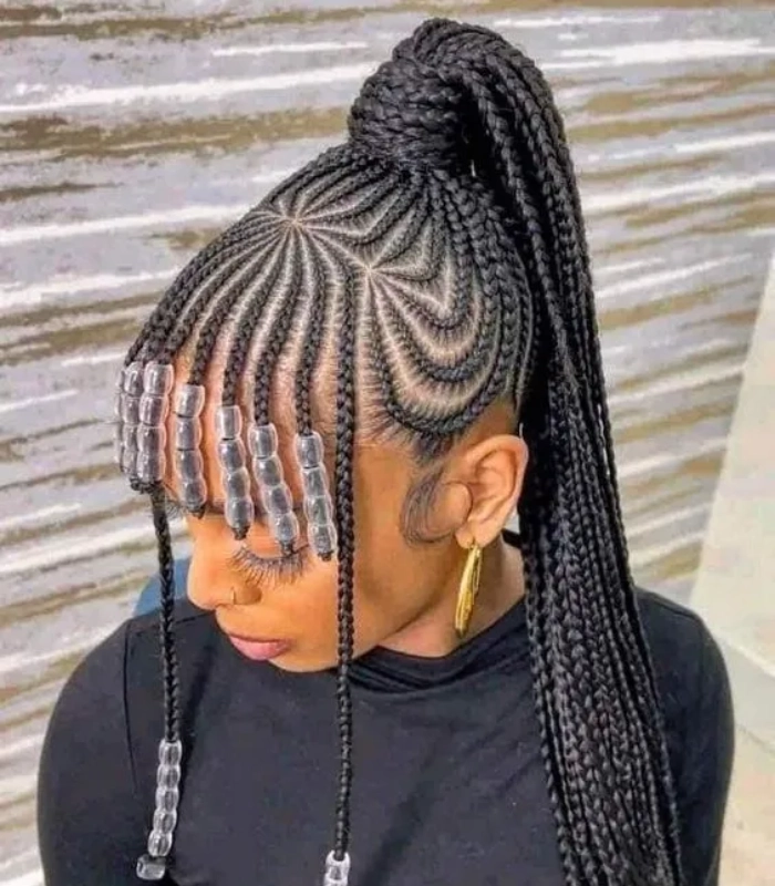 Braided ponytail African with beads