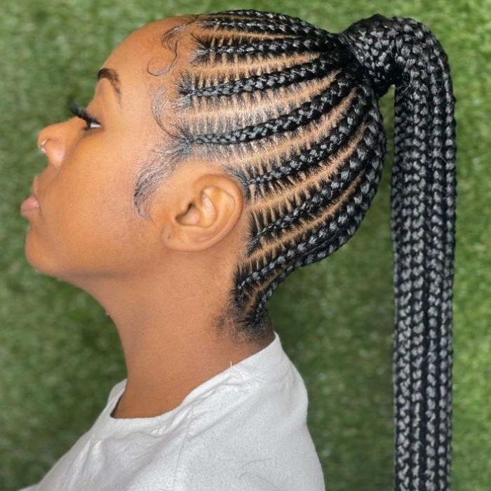 Feed in braids ponytail