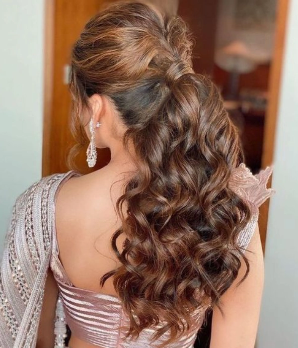 Long straight braid: Hairstyles for saree