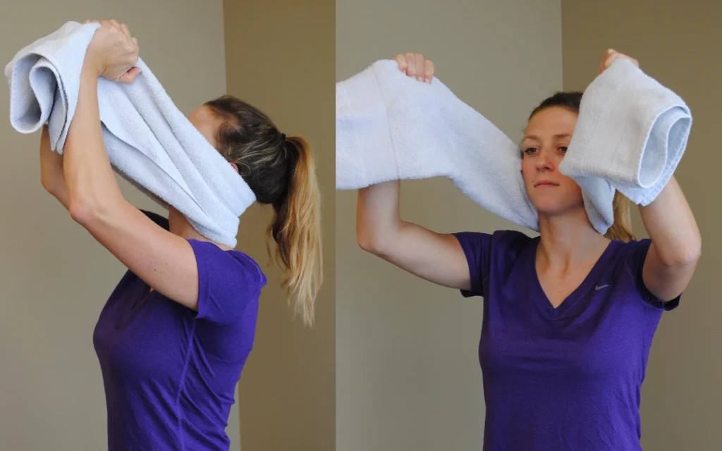 How to wrap hair towel? Hold the towel by the corners and pull it back to wrap it around your head.