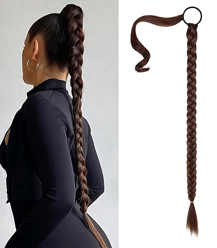 Long braided ponytail