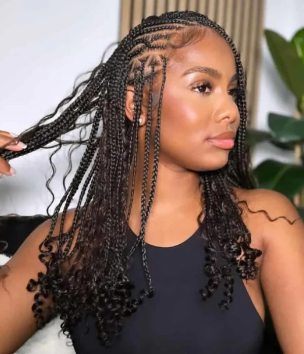 Tribal braids with curls