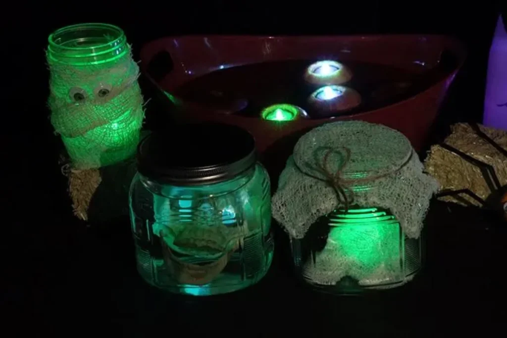 Glow-in-the-dark pumpkin jars