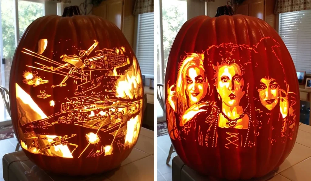 Pumpkin carving "art battle"