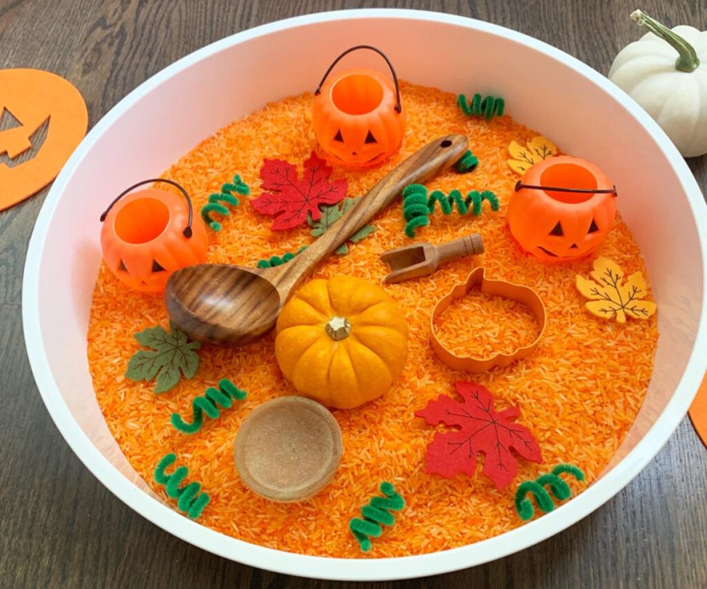 Pumpkin sensory bins