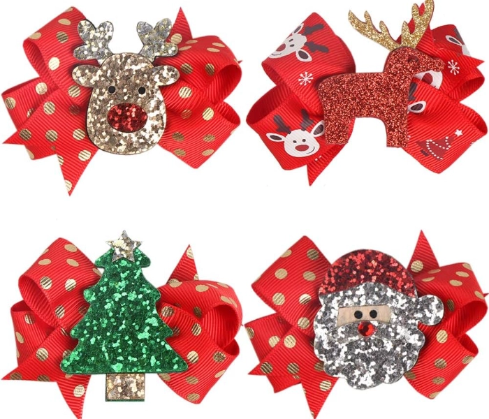 Christmas hair accessories | Christmas bow barrettes