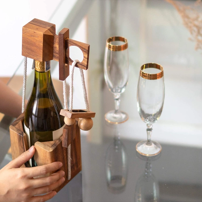 Funny Christmas gifts for friends: Wine bottle puzzle lock