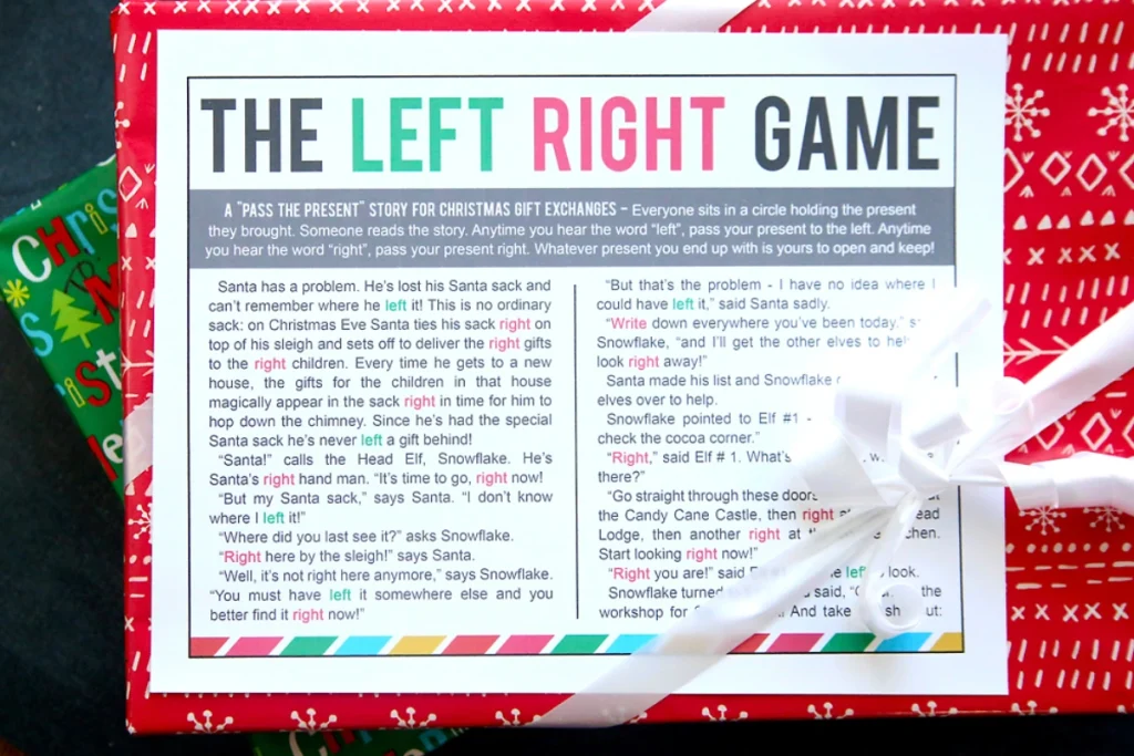 The “left, eight” game | Christmas gift exchange games